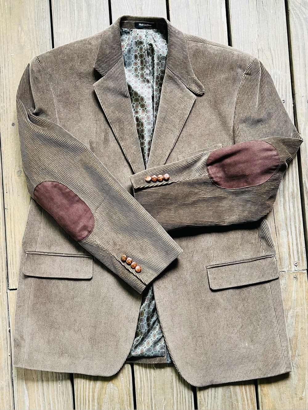 Macys Lauren Ralph Lauren Brown Corduroy 44 R Sport Coat Elbow Patches Blazer